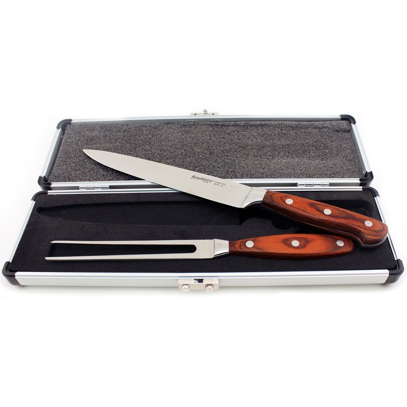 BergHOFF Pakka Wood 3Pc Stainless Steel Carving Set with Case