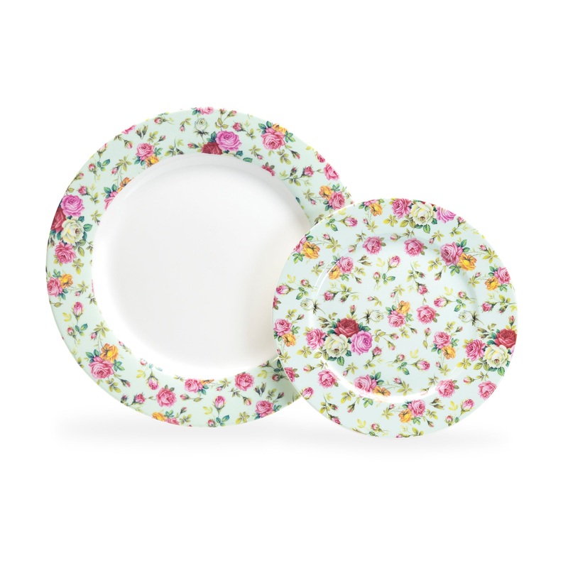 Blue Cottage Rose Chintz Fine Porcelain Dessert/Dinner Plate – New Edition