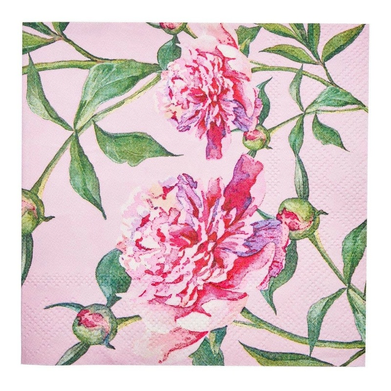 Cocktail Napkin Pink Peonies – 20pkg