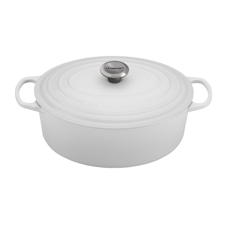 Le Creuset 6 3/4 Qt. Signature Oval Dutch Oven w/Stainless Steel Knob – White- Personalized Engraving Available