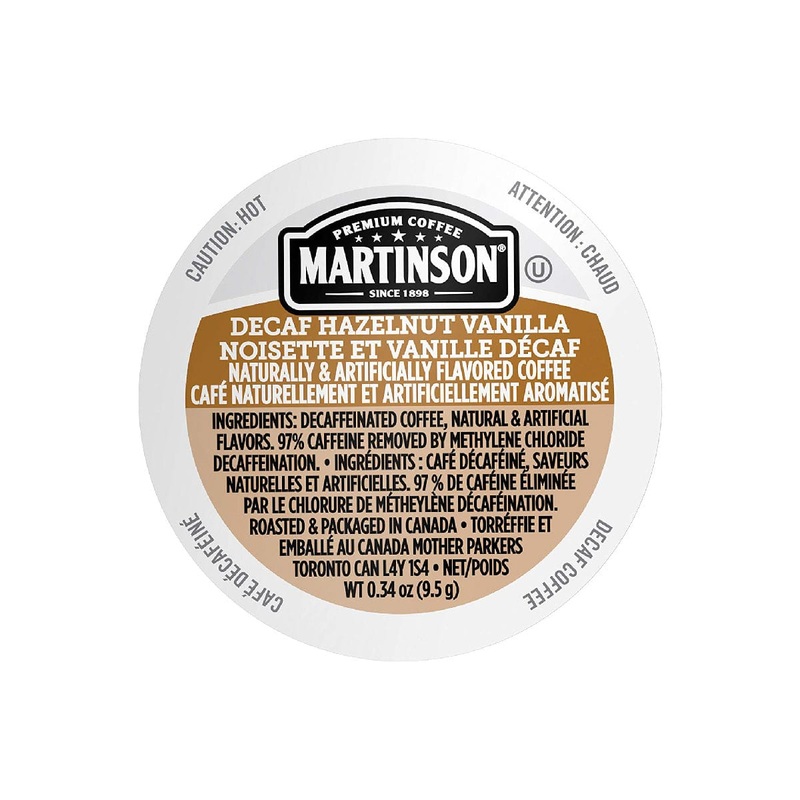 Martinson Coffee Decaf Hazelnut Vanilla Single Serve Pods (Box of 24)