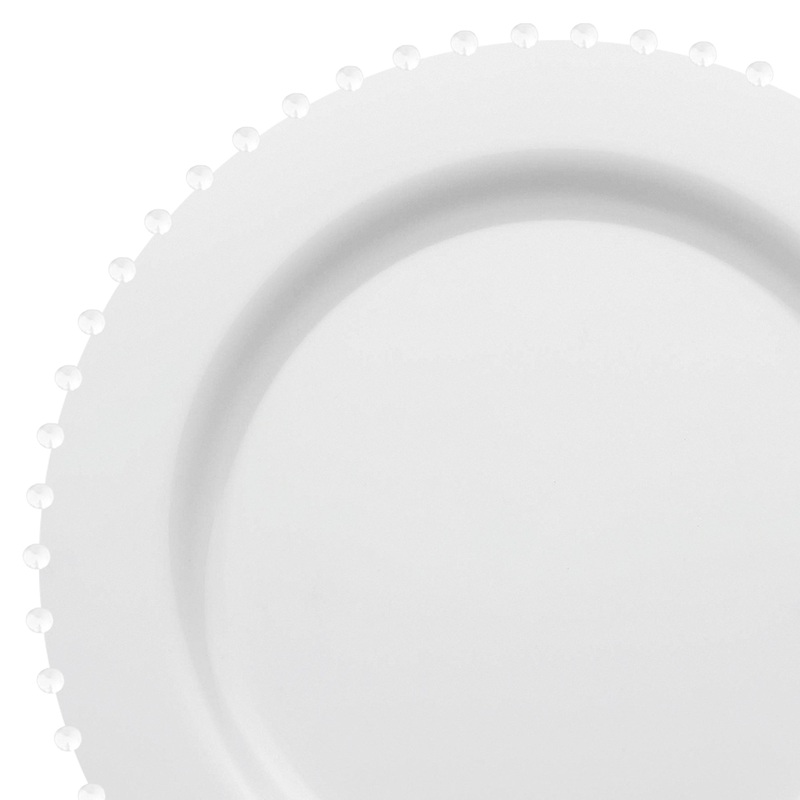 White Pearl String Round Disposable Plastic Salad Plates (7)