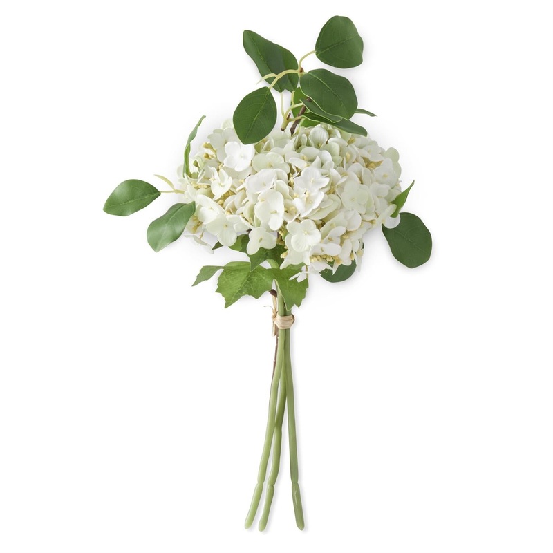 White Real Touch Hydrangea Bundle 12″