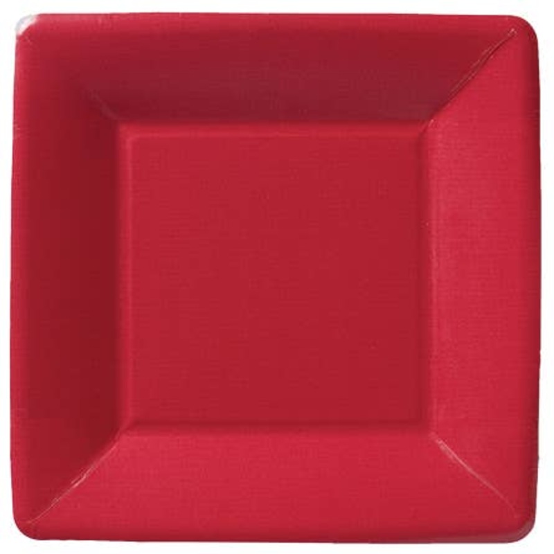 Classic Linen Red 7″ Square Paper Plates pkg/8