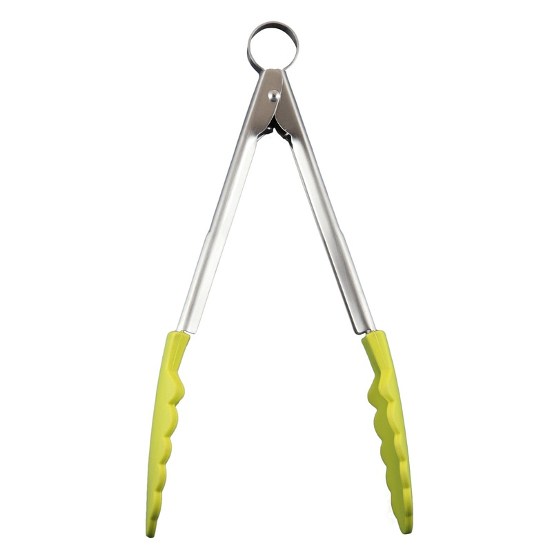 Cuisipro 9.5 Inch Silicone Locking Tongs, Apple Green