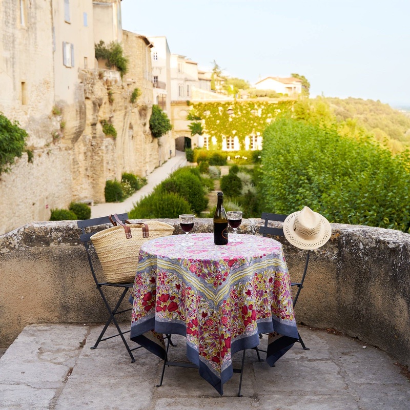 Couleur Nature Jardin Red & Grey | French Tablecloths
