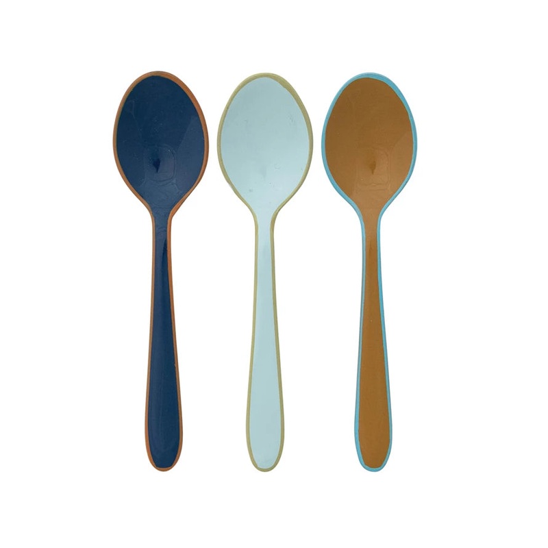 Enameled Stainless Steel Spoon with Colored Edge – Blue