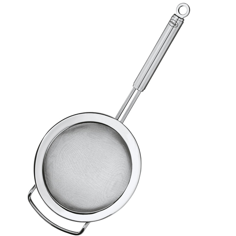 Rosle Stainless Steel Round Handle Fine Mesh Kitchen Strainer, 9.4-inch