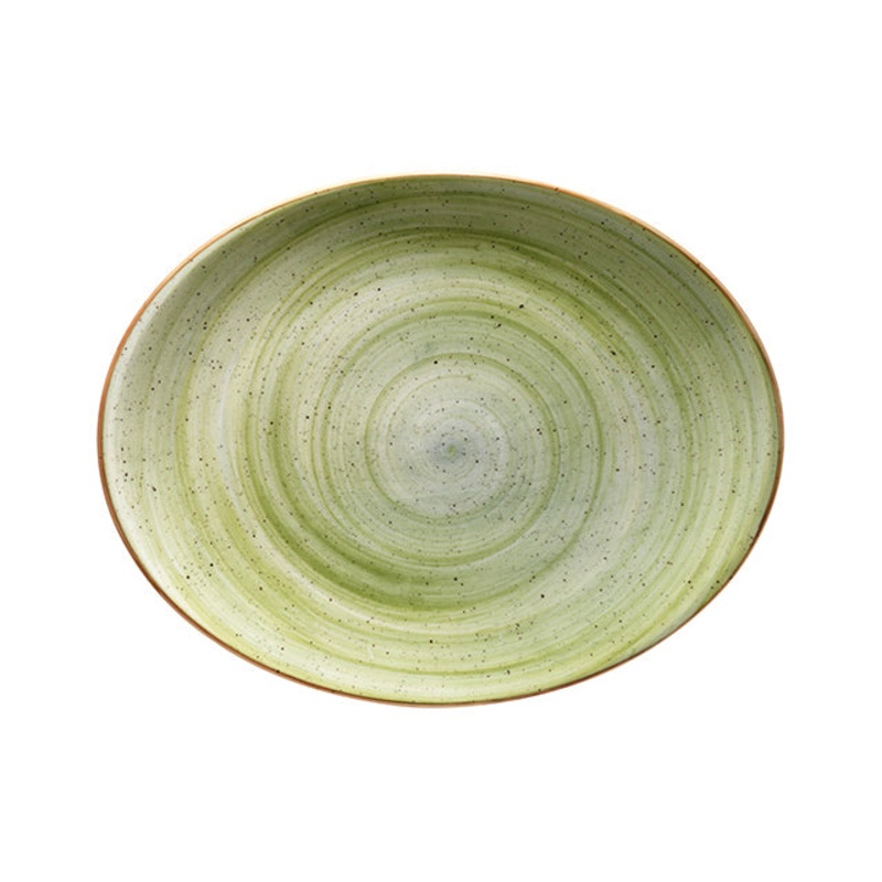 Therapy 12.25″ x 9.5″ x h:1″ Oval Green Porcelain Platter