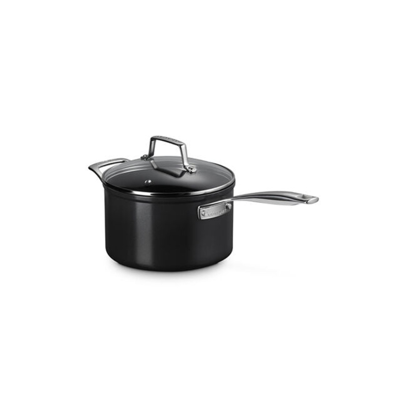 Le Creuset Essential Non-stick Ceramic Saucepan with Glass Lid – 4 Qt.