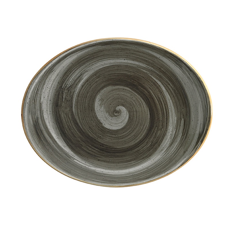 Space 12.25″ x 9.5″ x h:1″ Oval Grey Porcelain Platter