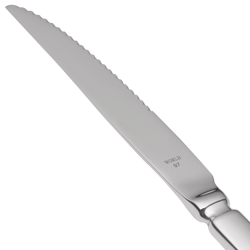 World Tableware 213 5762 Baguette 9″ 18/0 Stainless Steel Heavy Weight Fluted Solid Handle Steak Knife – 12/Pack