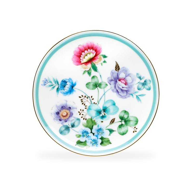 7.5″ Mint Flower Garden Fine Porcelain Dessert Plate