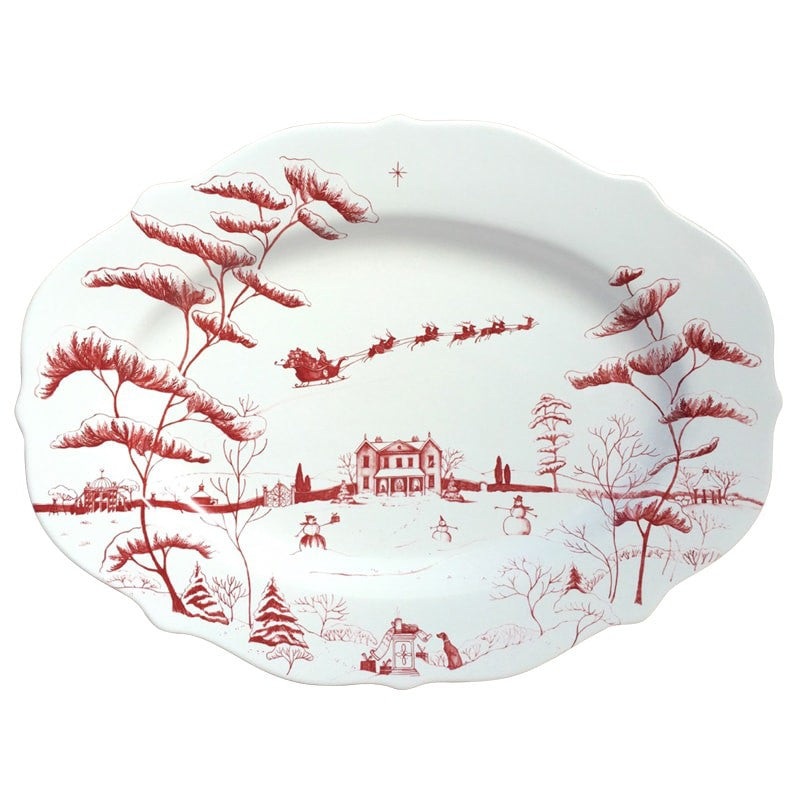 Juliska Country Estate Winter Frolic Ruby Serving Platter Christmas Eve – 15″