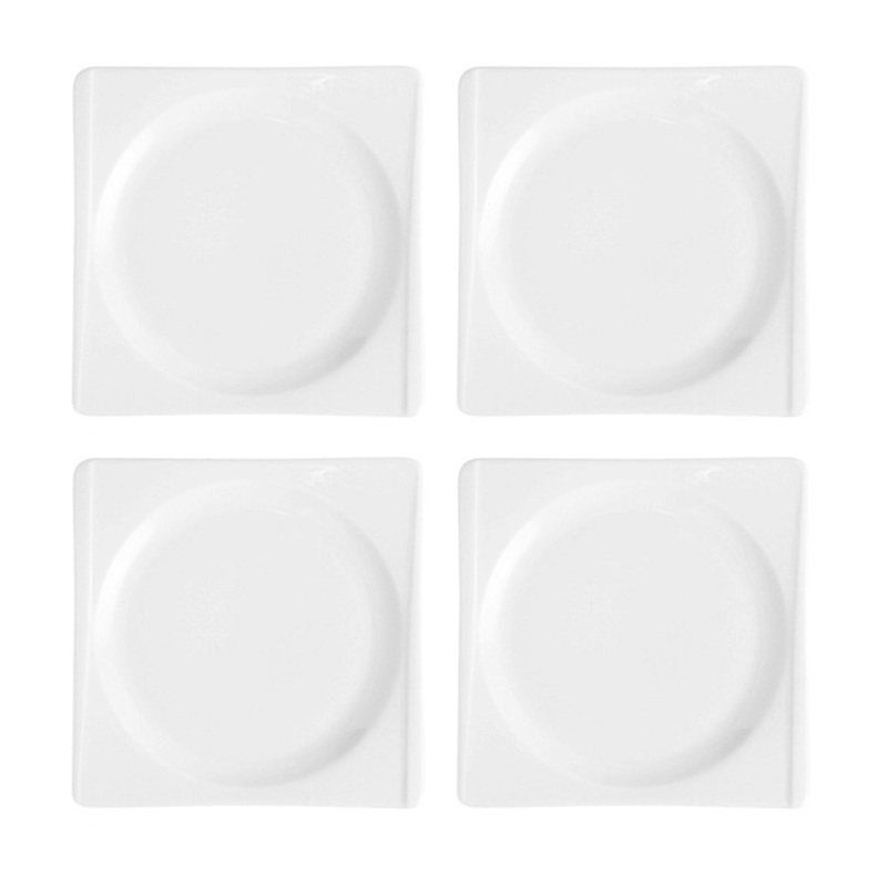 Porcelain Hong Kong 7″ x 7″ Square White Porcelain Plate (Set of 4)