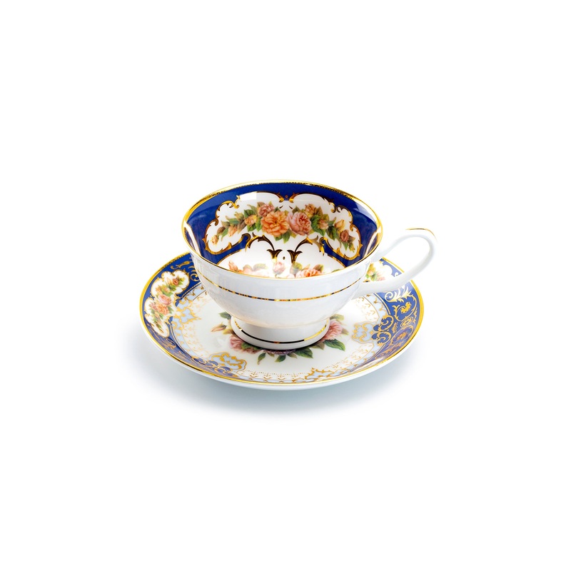 Royal Cobalt Gold Bone China Tea Cup and Saucer