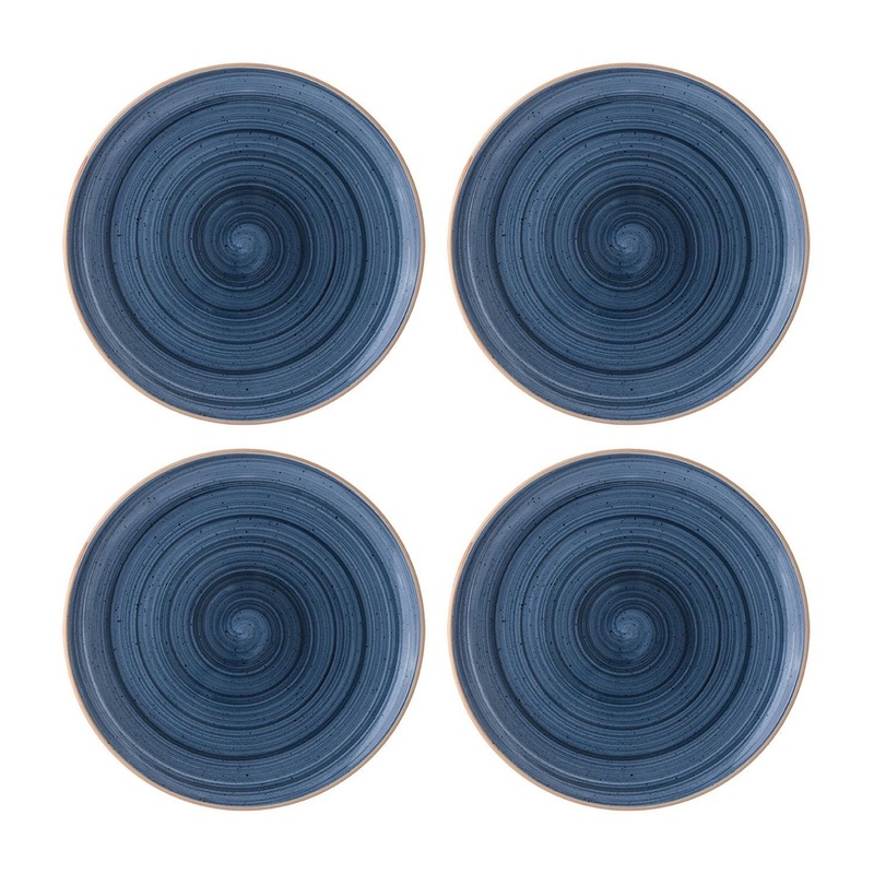 Dusk dia.10.5″ Round Blue Porcelain Plate (Set of 4)