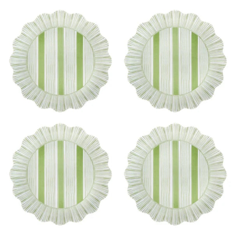 Juliska Cabana Stripe Melamine Dessert/Salad Plate Set/4 – Seagrass