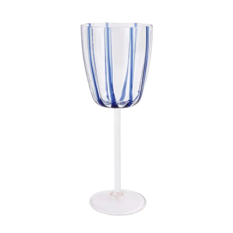 Vietri Nuovo Stripe Blue Wine Glass