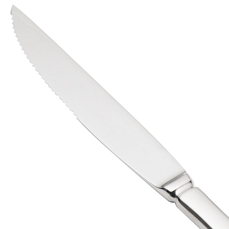 Walco 9422 Lancer 9 5/16″ 18/10 Stainless Steel Extra Heavy Weight Solid Handle Steak Knife – 12/Pack