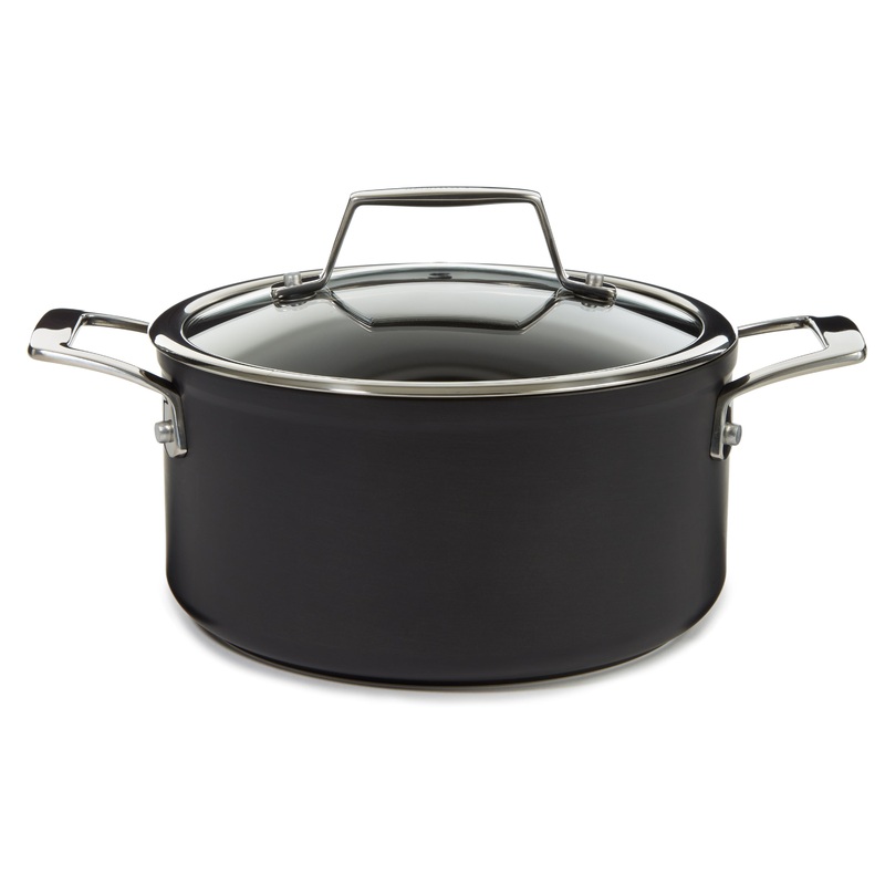BergHOFF Essentials Nonstick Hard Anodized 8″ Stockpot 3.3qt. With Glass Lid, Black