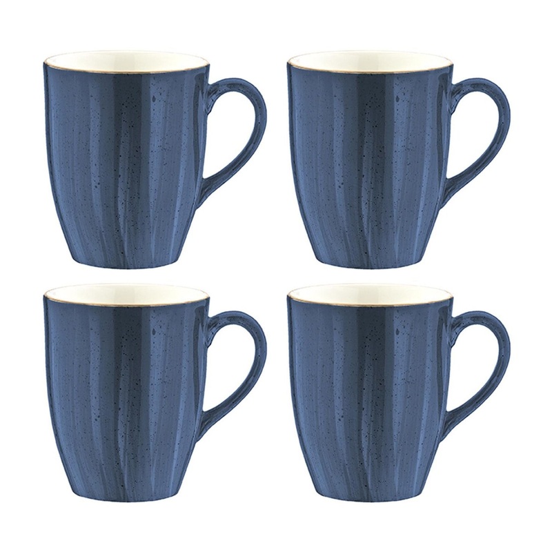 Dusk dia.3.25″ h:4.25″ 11 oz. Round Blue Porcelain Mug (Set of 4)