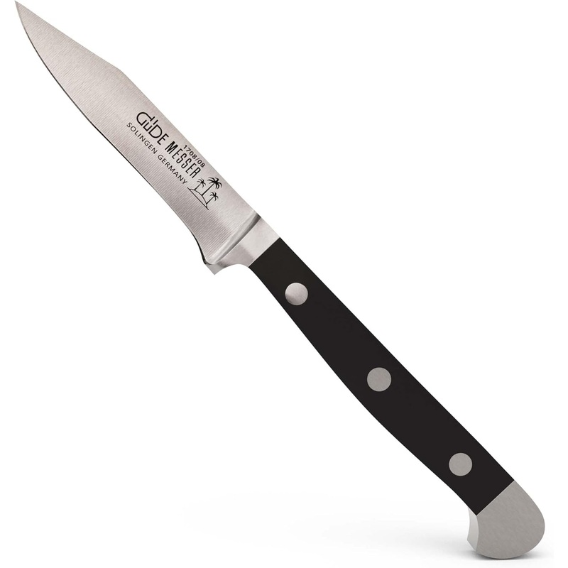 Gde Alpha Series – 3″ Forged Double Bolster Paring Knife, Black Hostaform Handle