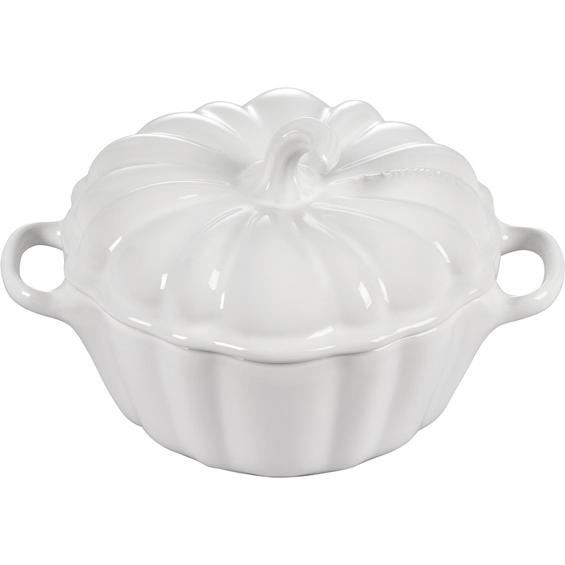 Le Creuset 12 oz. Stoneware Figural Pumpkin Petite Cocotte – White