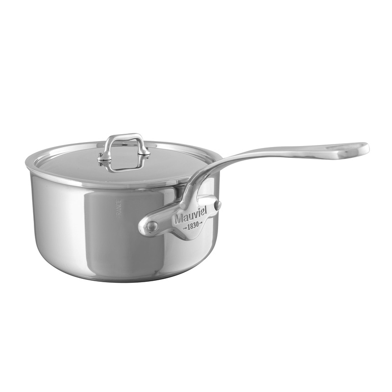 Mauviel M’URBAN 4 Tri-Ply Sauce Pan With Lid, Cast Stainless Steel Handle, 2.6-Qt